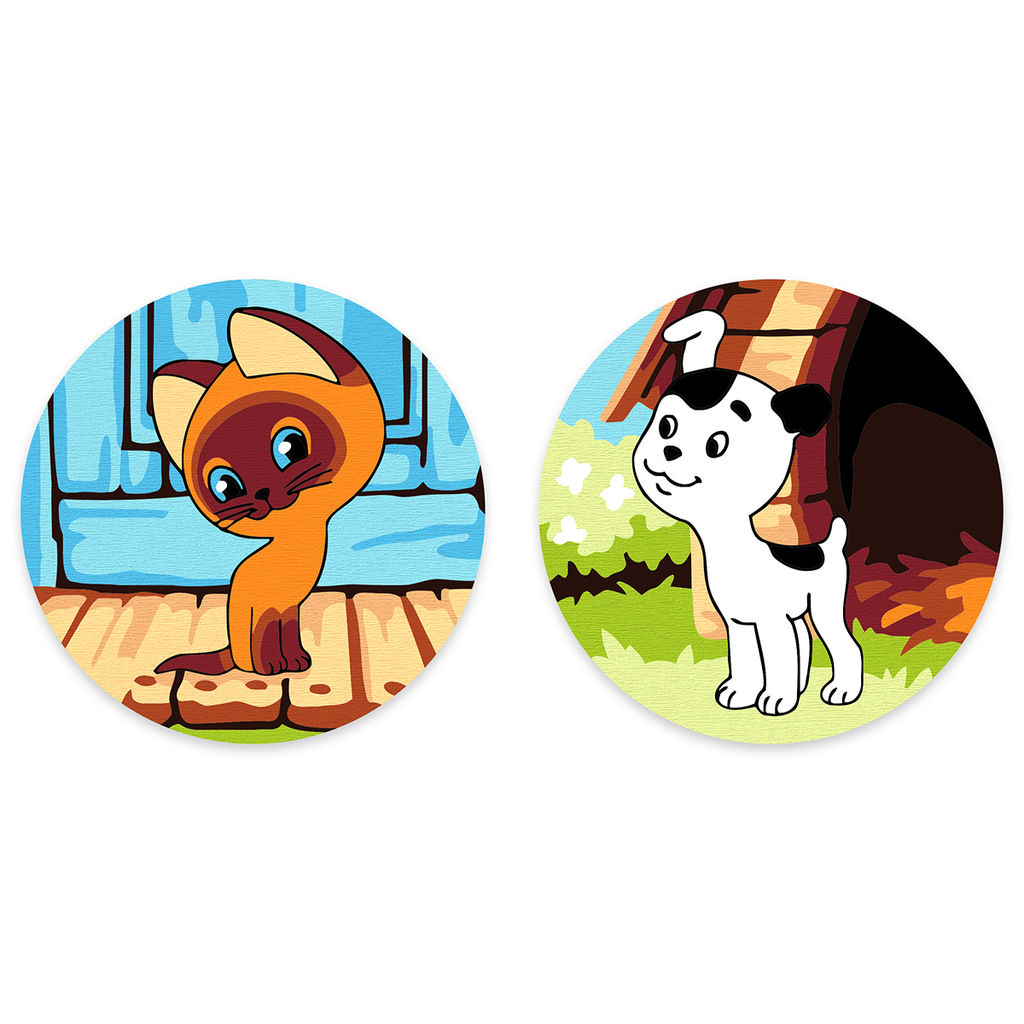 ФРЕЯ CMF-PNBM-004 Набор для раскрашивания по номерам (на магните) 9 х 9 см Котёнок Гав и Шарик