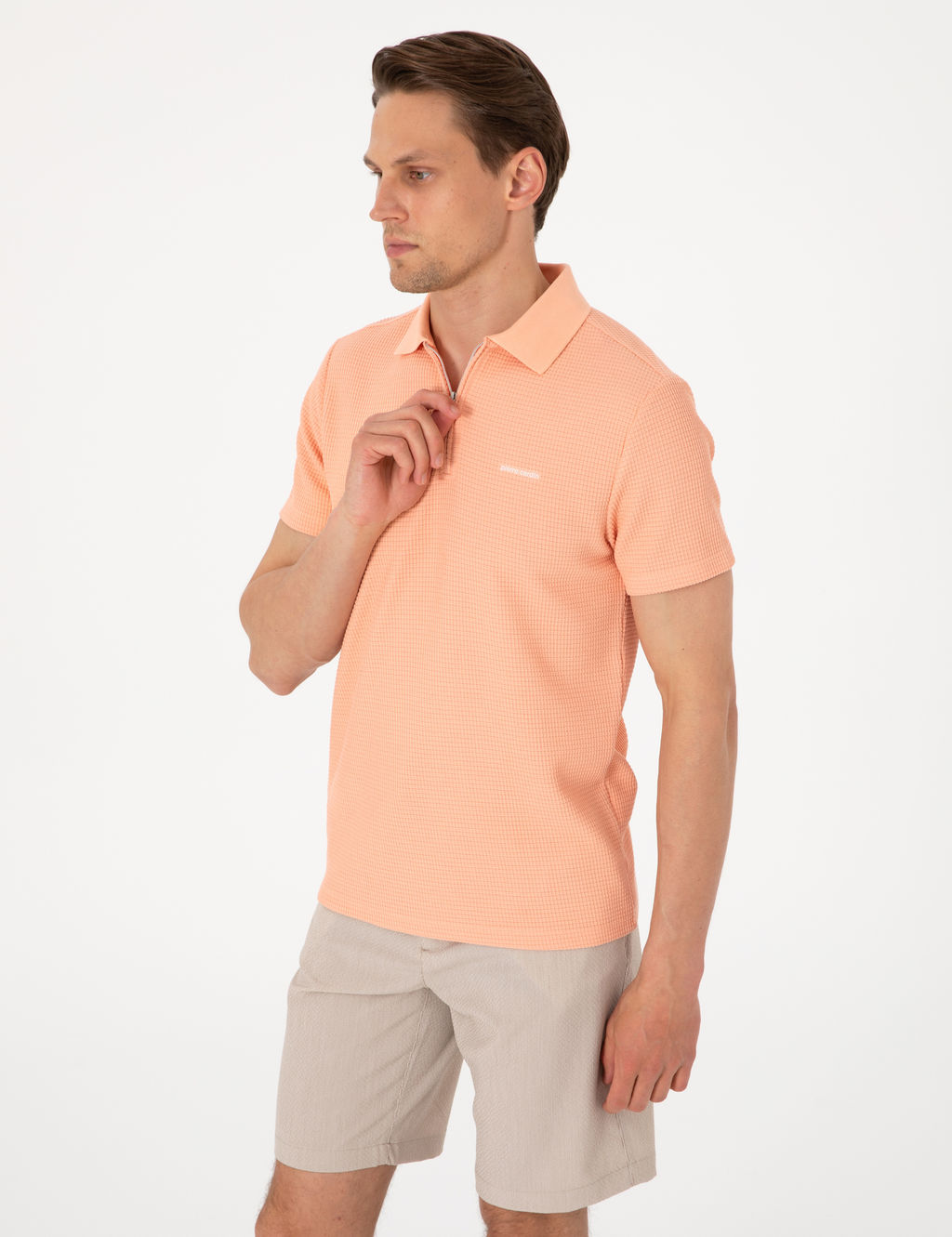 Somon Slim Fit _rme Dokulu Polo Yaka Ti__rt