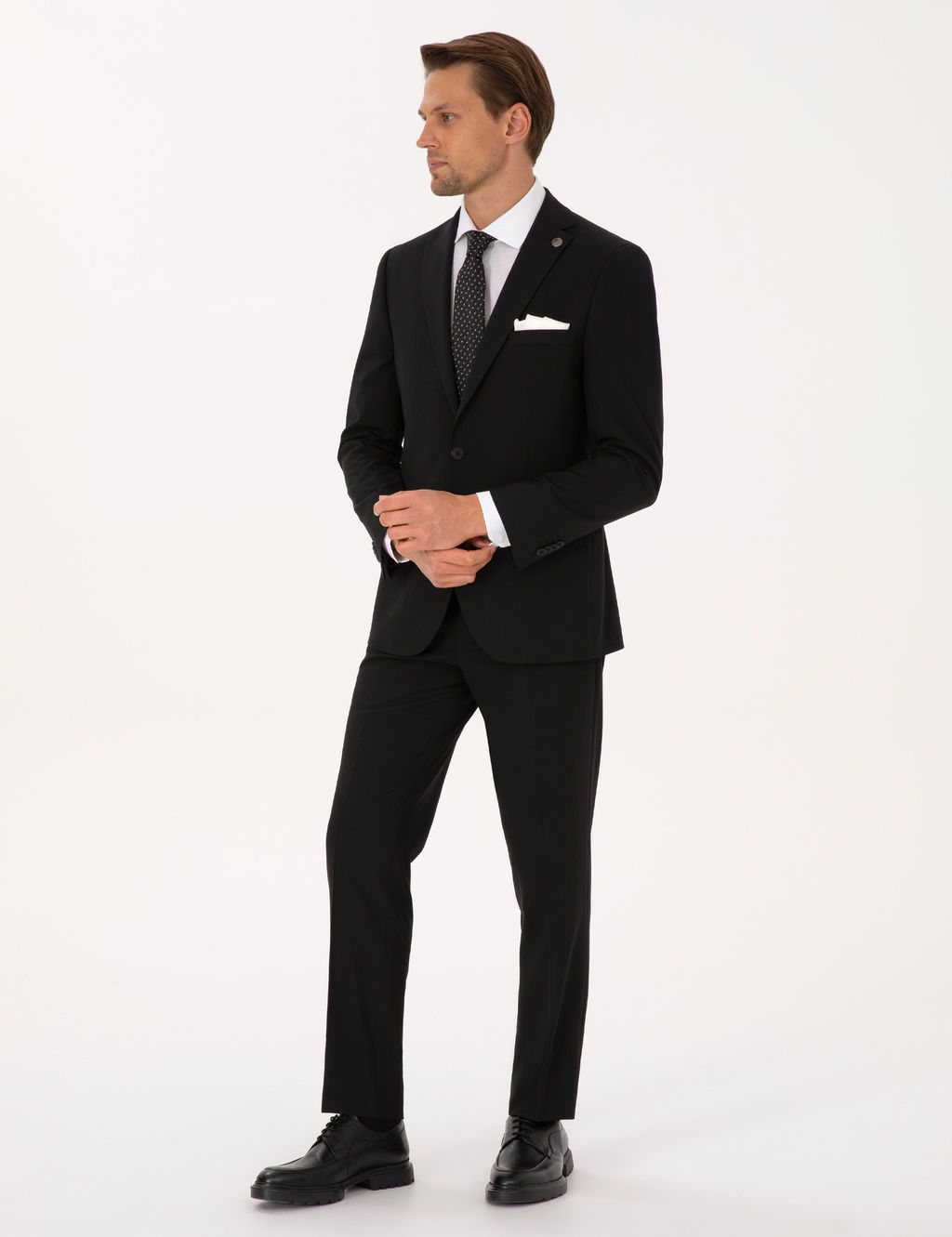 Siyah Slim Fit Tak_m Elbise