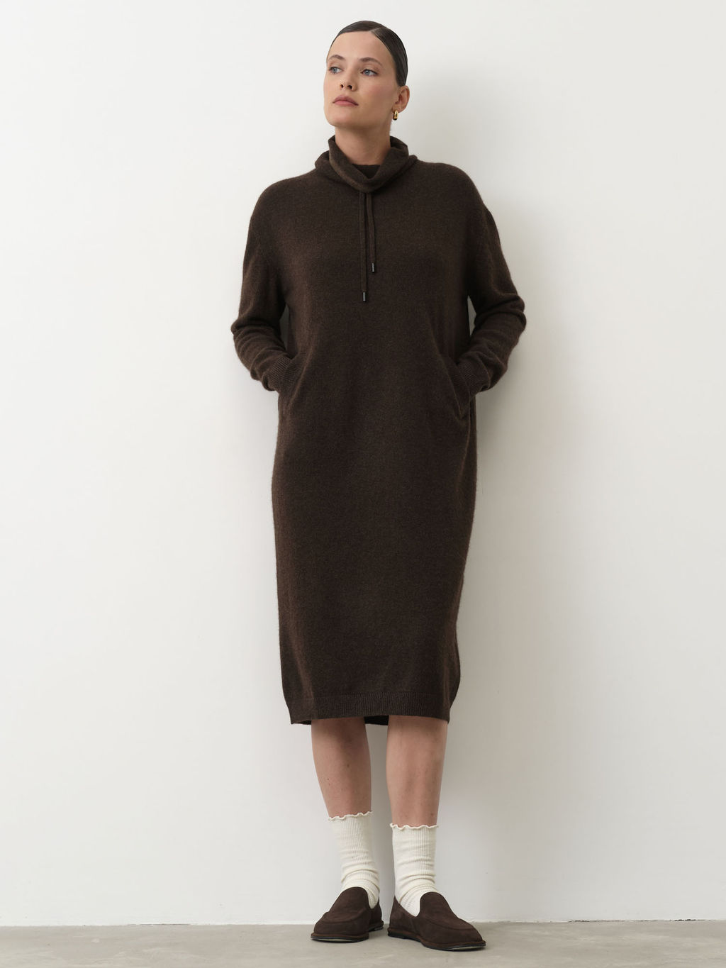 Платье из пуха яка 13132 темно-коричневое