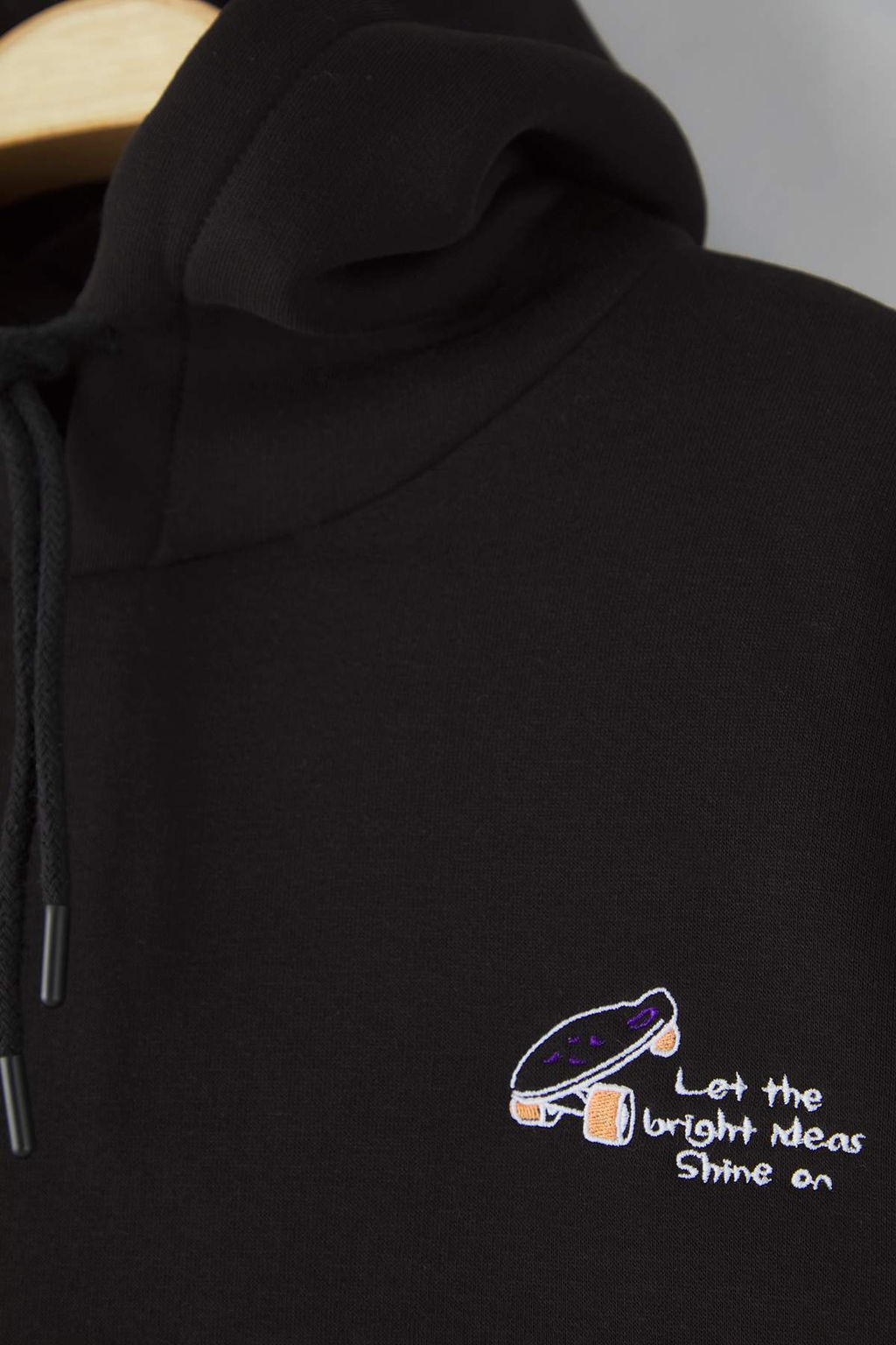 Siyah Oversize/Genis Kesim Nak?sl? Ici Polarl? Kapusonlu Sweatshirt TMNAW25SW00016