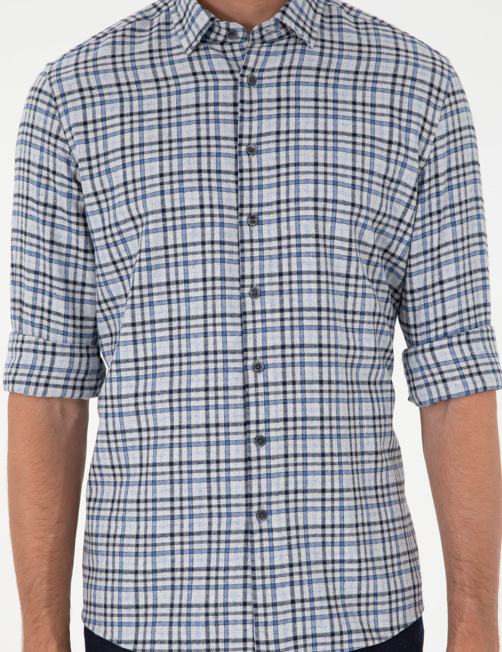 _ndigo Regular Fit Ekose Oduncu Uzun Kollu G_mlek