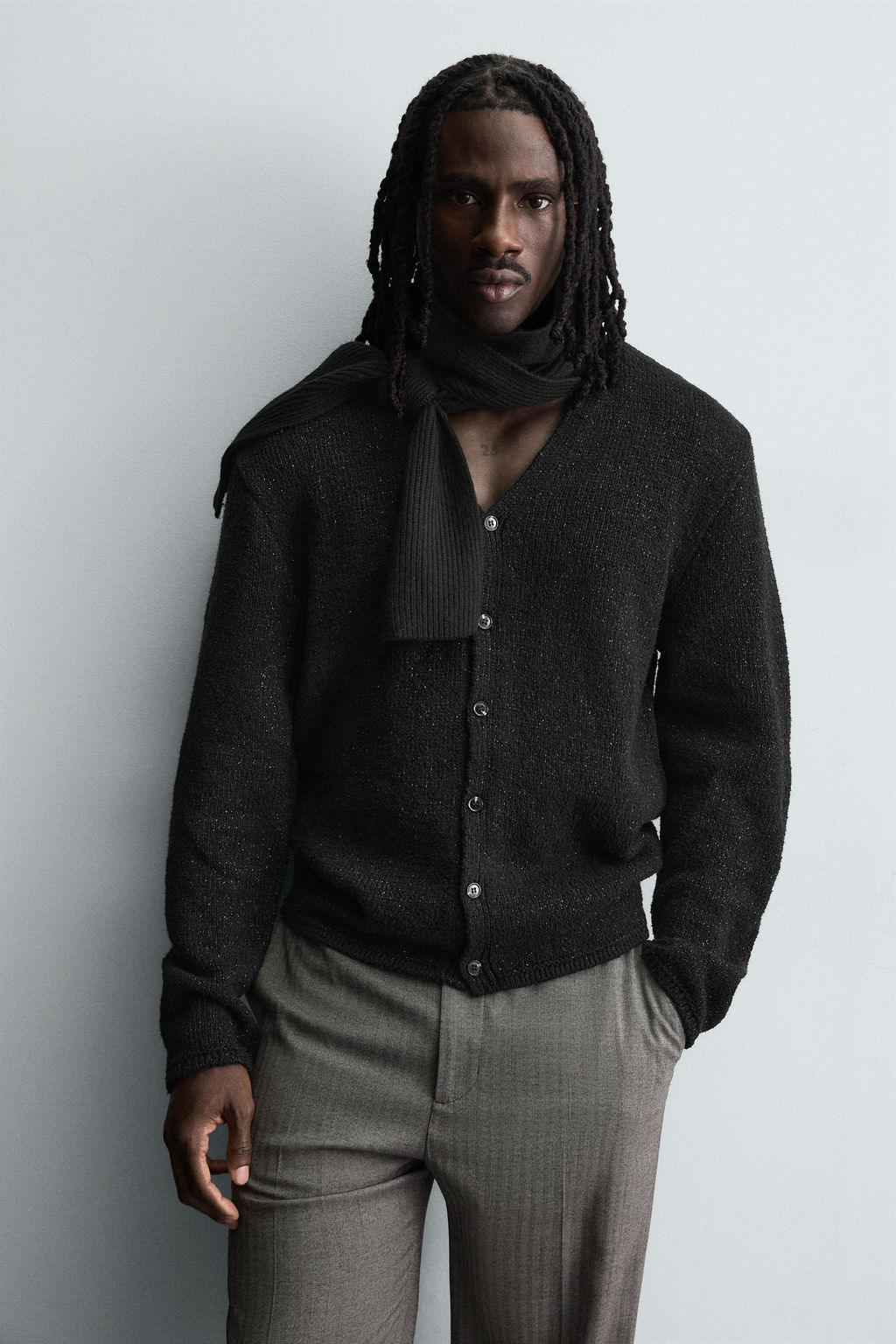 SHINY TEXTURED CARDIGAN