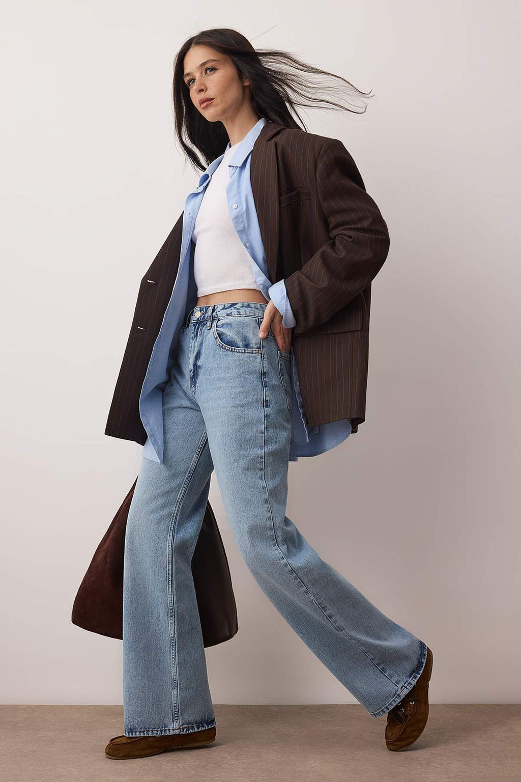 Koyu Mavi Yuksek Bel Wide Leg Palazzo Jeans TWOAW26JE00269 - Trendyolmilla фото 9