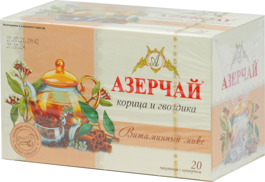 Azercay. Травяной чай. Корица и Гвоздика карт.упаковка, 25 пак.
