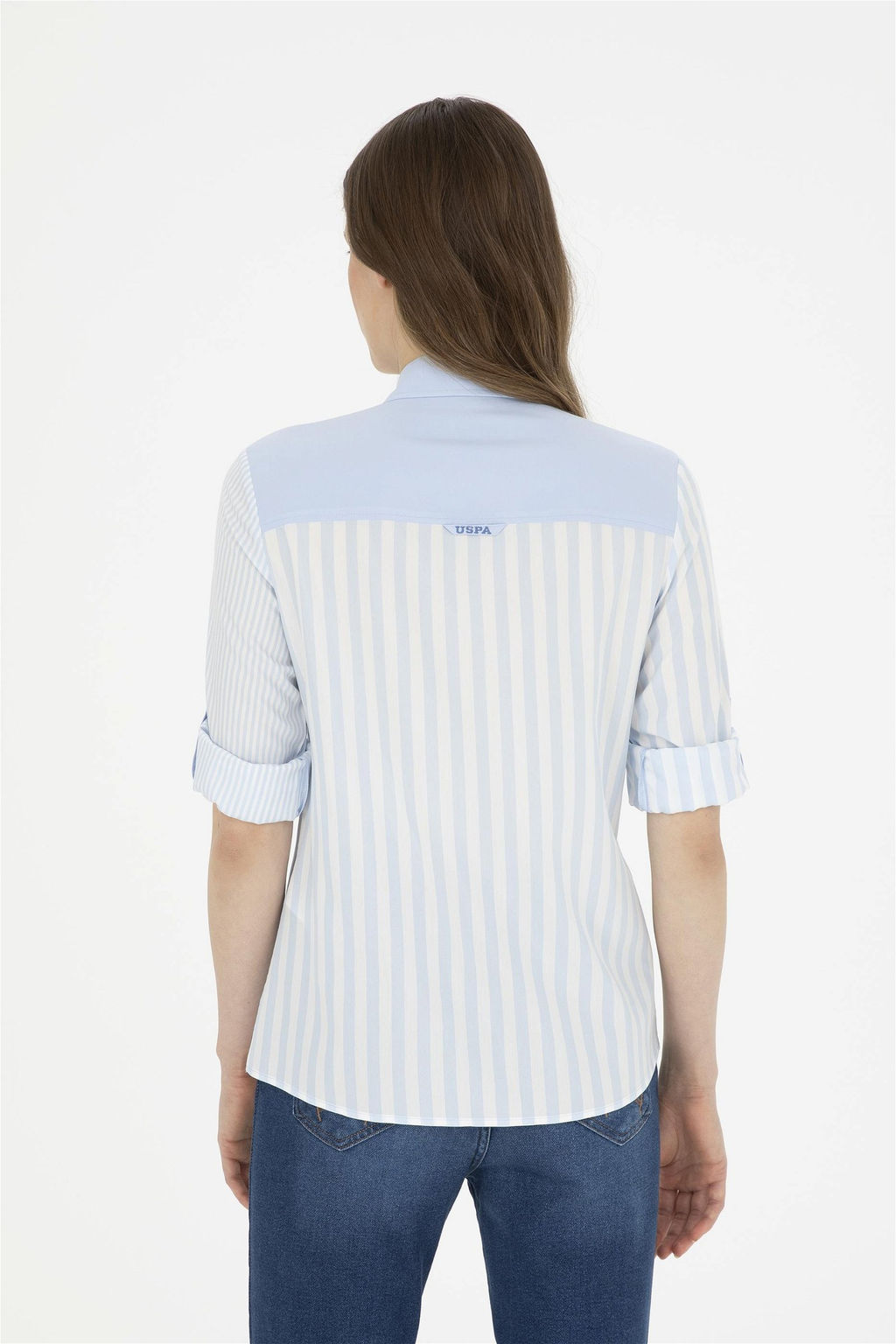 Женская голубая рубашка с длинным рукавом Неожиданная скидка в корзине - U.s. polo assn фото 5