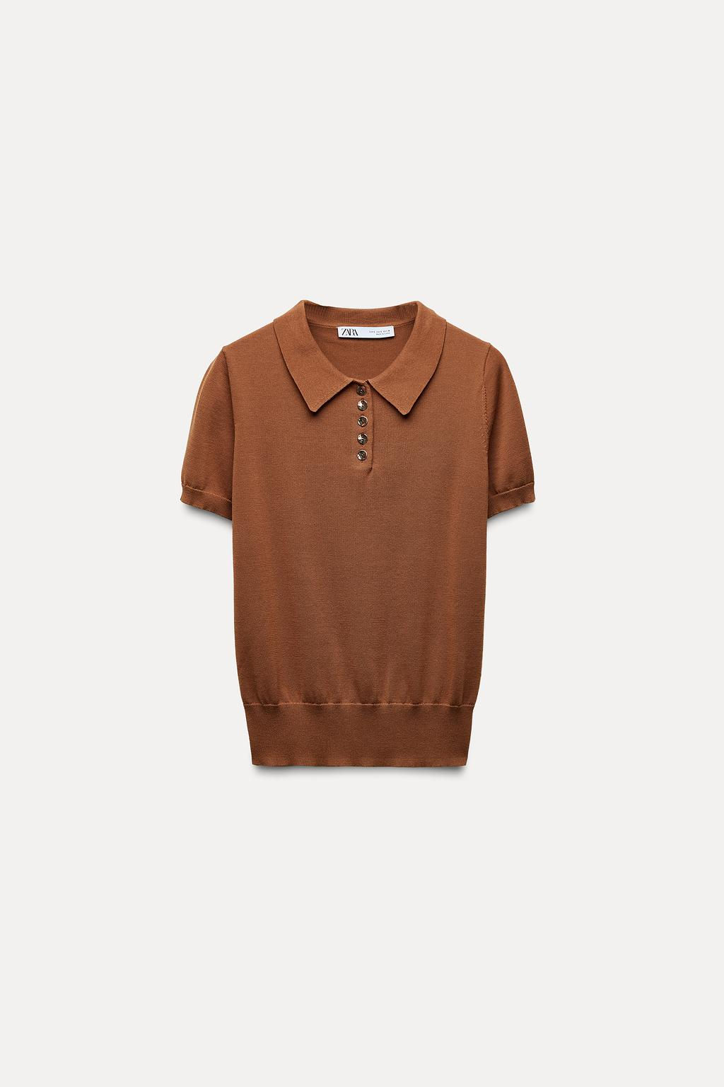 PLAIN KNIT POLO SHIRT - Zara фото 5