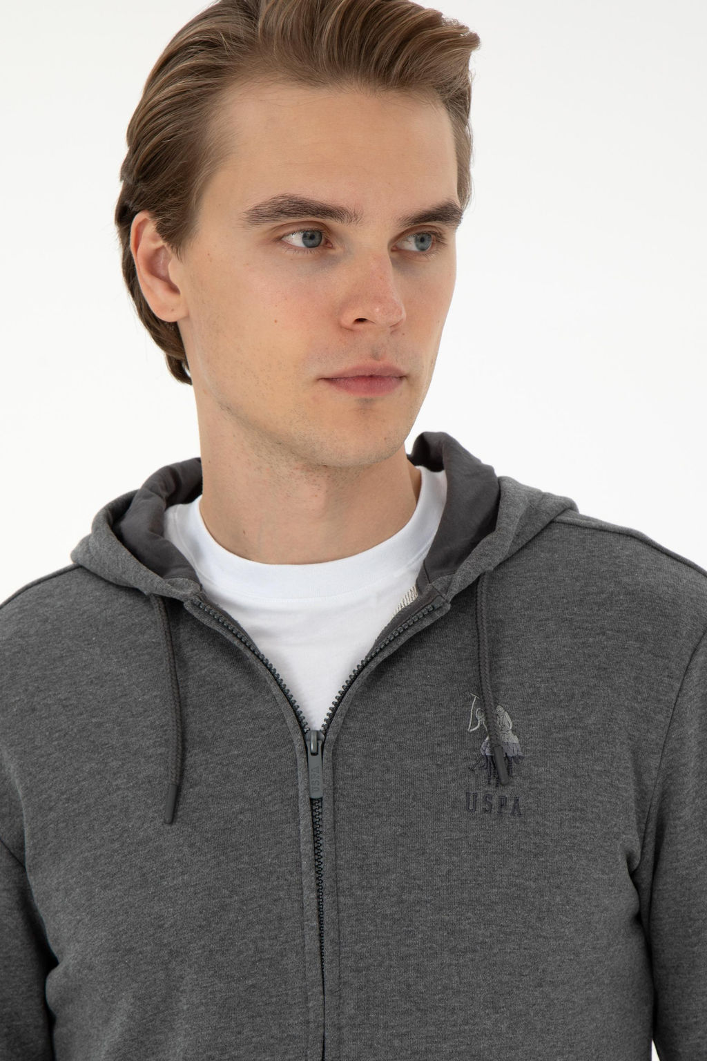 Мужской вязаный кардиган антрацитового меланжа Неожиданная скидка в корзине - U.s. polo assn фото 2