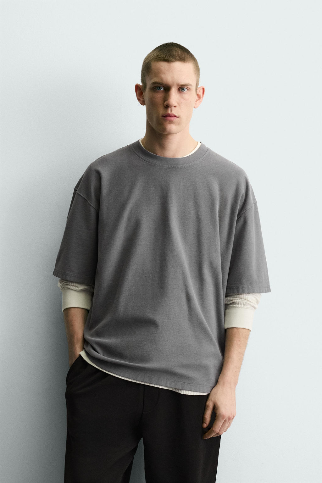CAMISETA BOXY FIT B?SICA / Gris?ceo - Zara фото 2