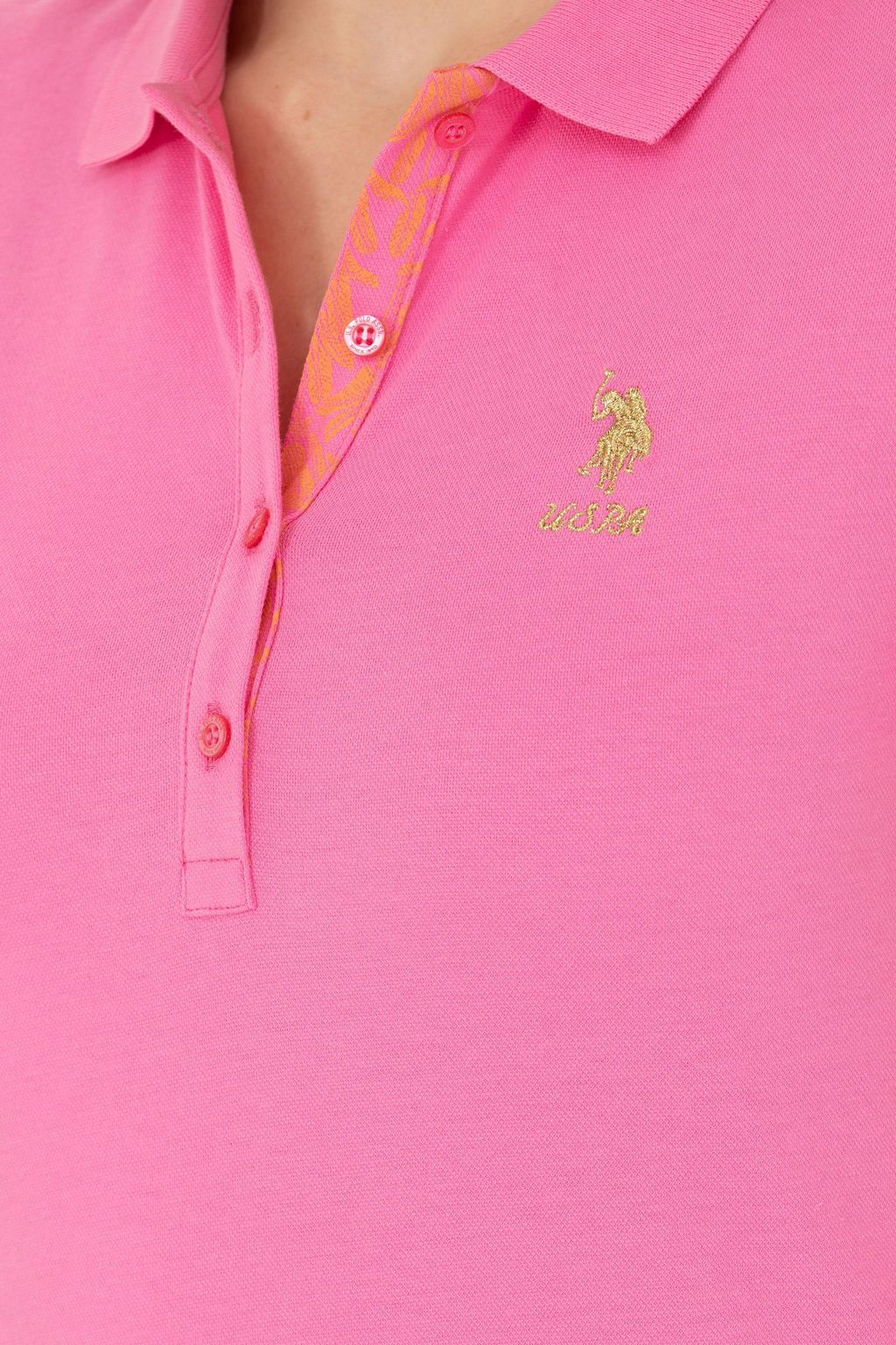 Женская розовая базовая футболка с воротником-поло Неожиданная скидка в корзине - U.s. polo assn фото 14