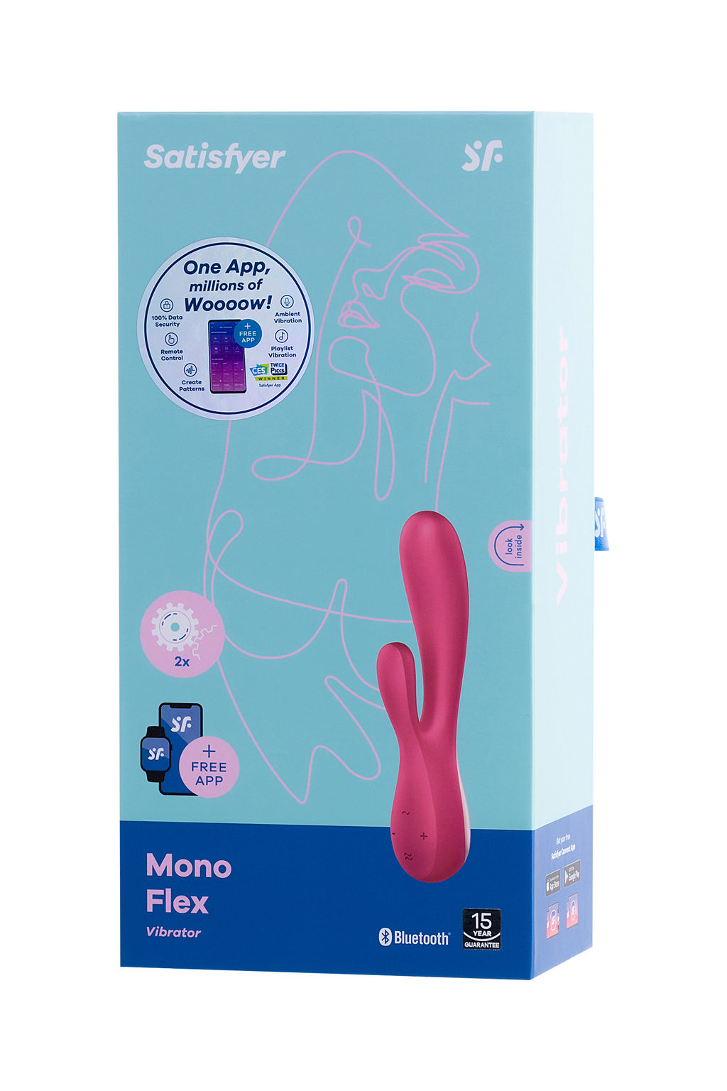 Нереалистичный вибратор Satisfyer Mono Flex, силикон, красный, 20,4 см.