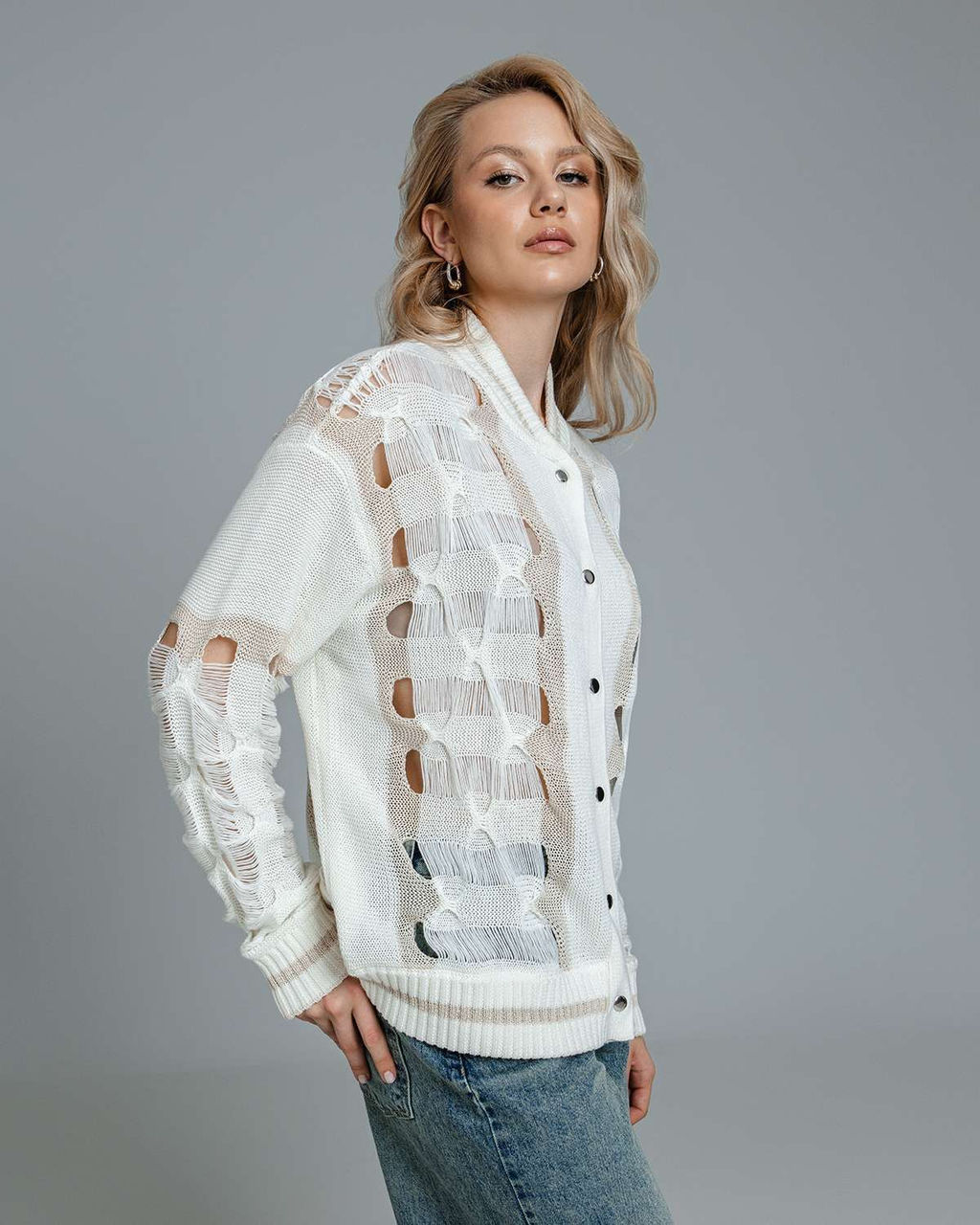 Кардиган вязаный с ажурным узором на кнопках KAR001 - Sahar art lab фото 5