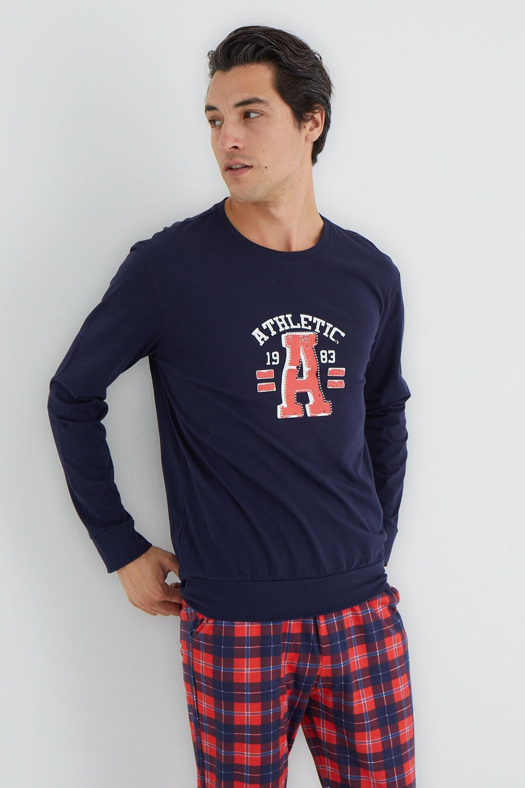 TRENDYOL MAN Lacivert Regular Fit Ekose Orme Pijama Tak?m? TMNAW25PT00060 - Trendyolmilla фото 2