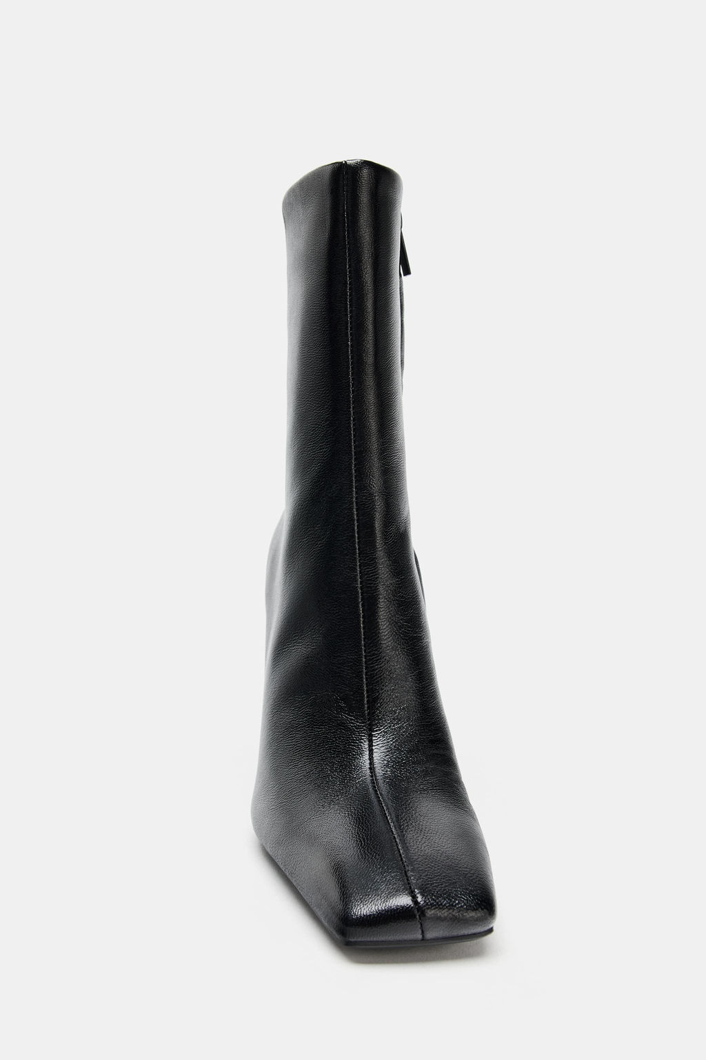 LEATHER HIGH-HEEL ANKLE BOOTS WITH SQUARE TOE - Zara фото 6