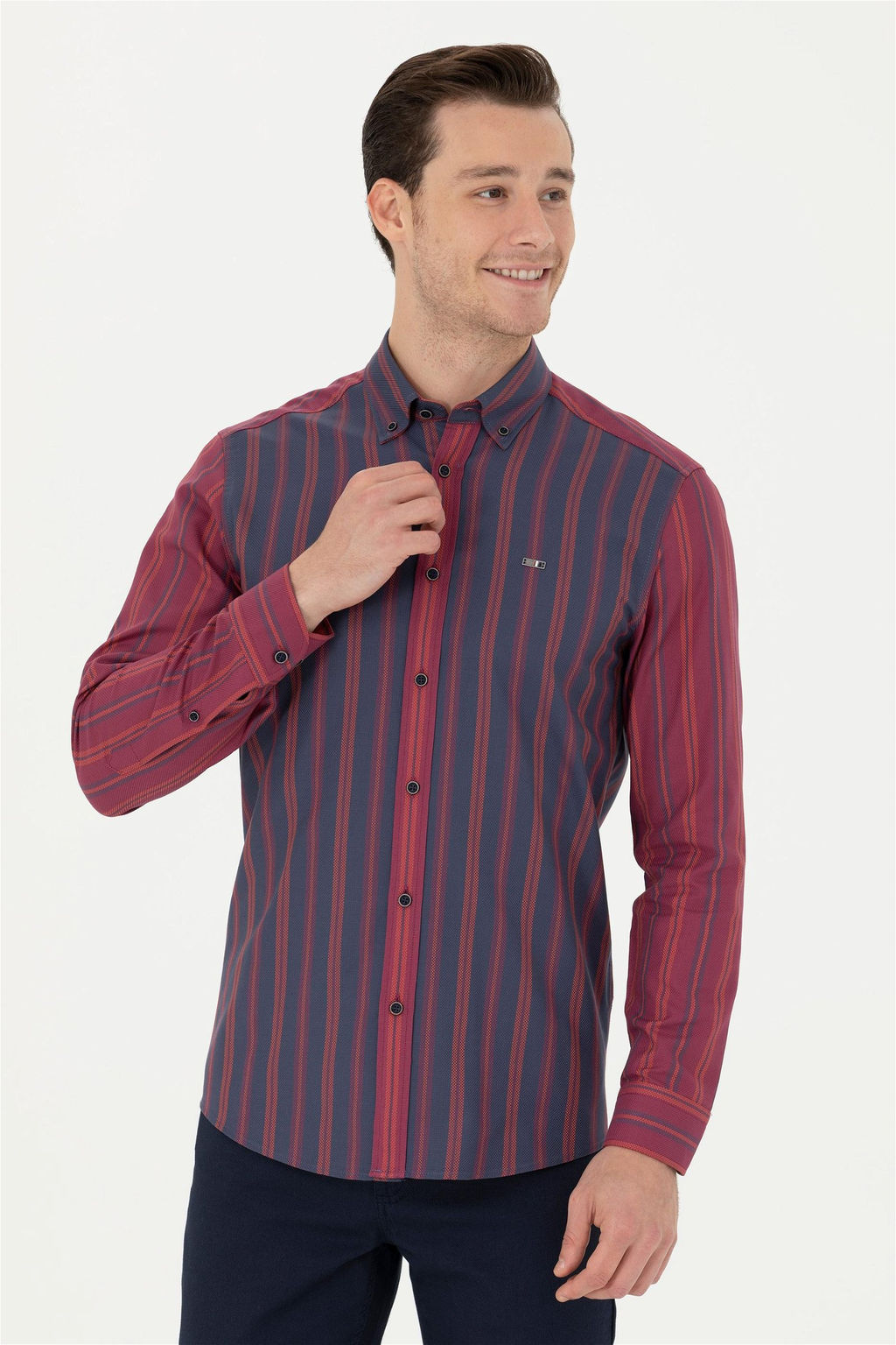 Мужская темно-синяя рубашка с длинным рукавом - U.s. polo assn фото 3