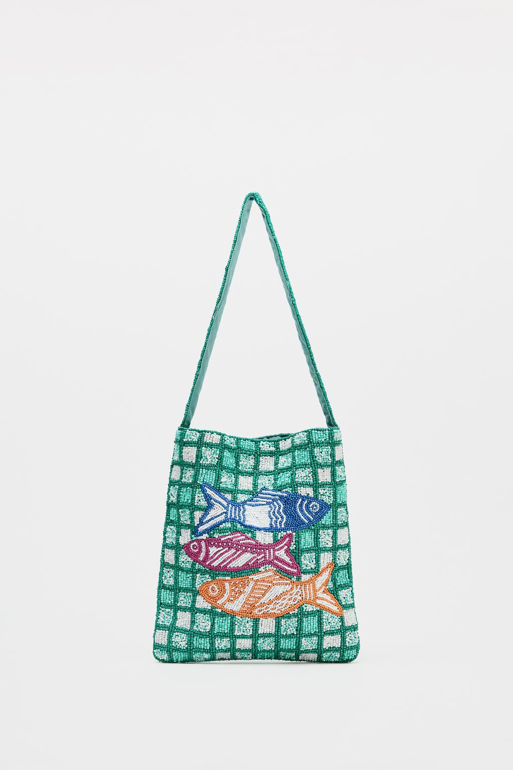 FISH BEADED MINI BUCKET BAG - Zara фото 3