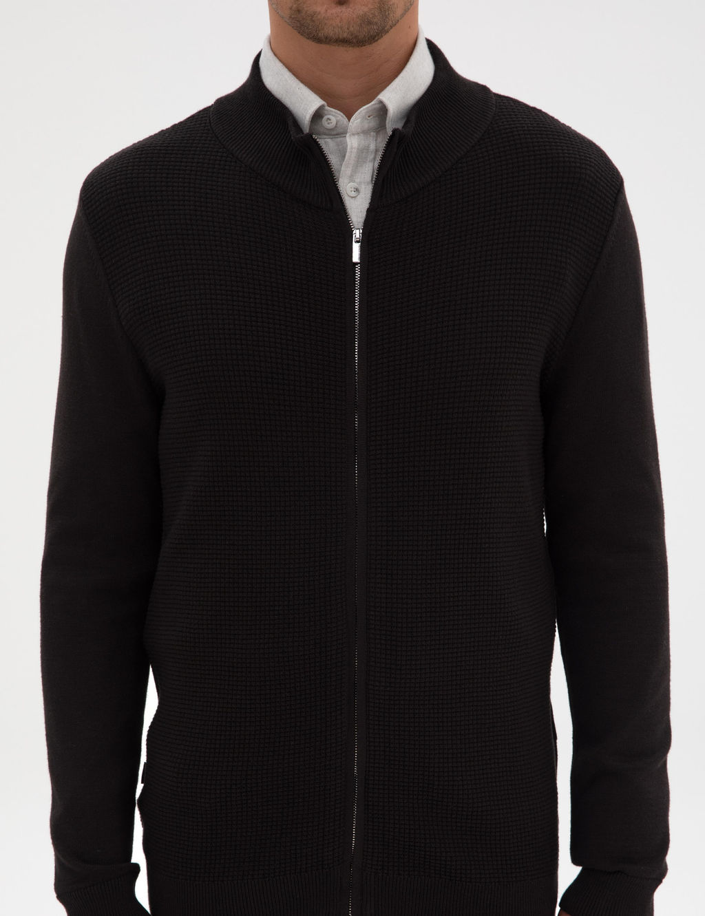 Siyah Slim Fit Fermuarl_ Triko H_rka