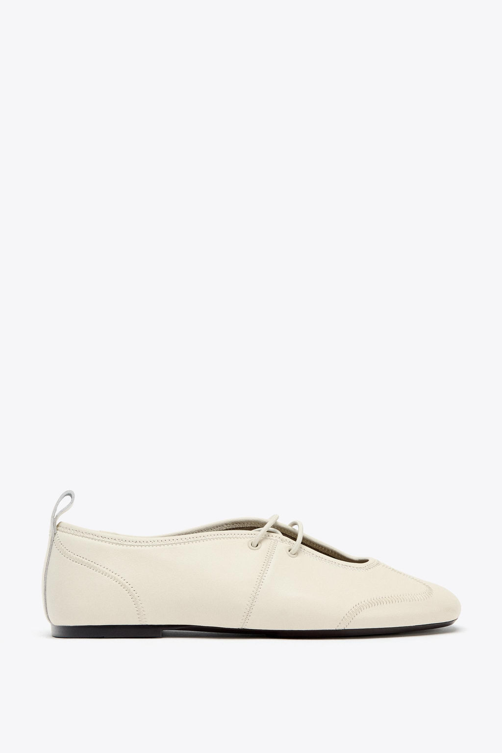 LEATHER TOPSTITCHED BALLERINAS - Zara фото 3