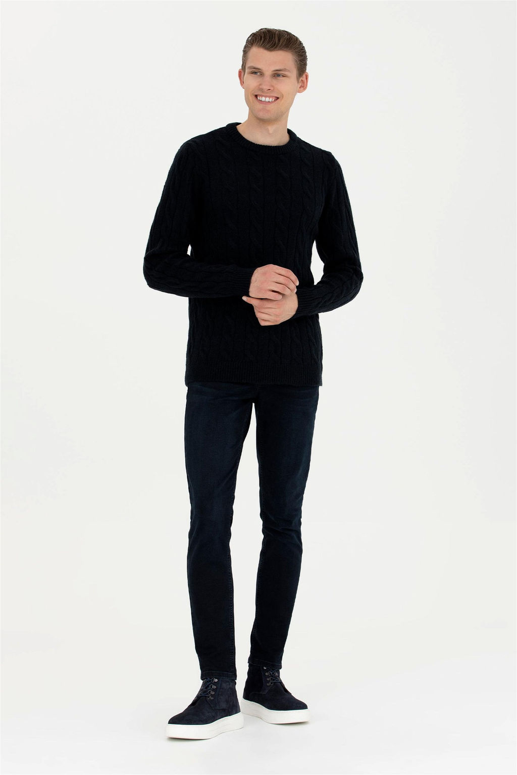 Мужской темно-синий меланжевый свитер - U.s. polo assn фото 4