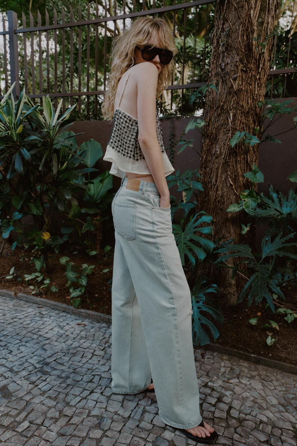 Z1975 RIPPED STRAIGHT MID-WAIST JEANS - Zara фото 4