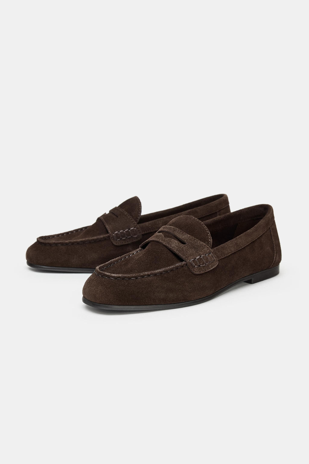 TOPSTITCHED SPLIT SUEDE LOAFERS - Zara фото 10