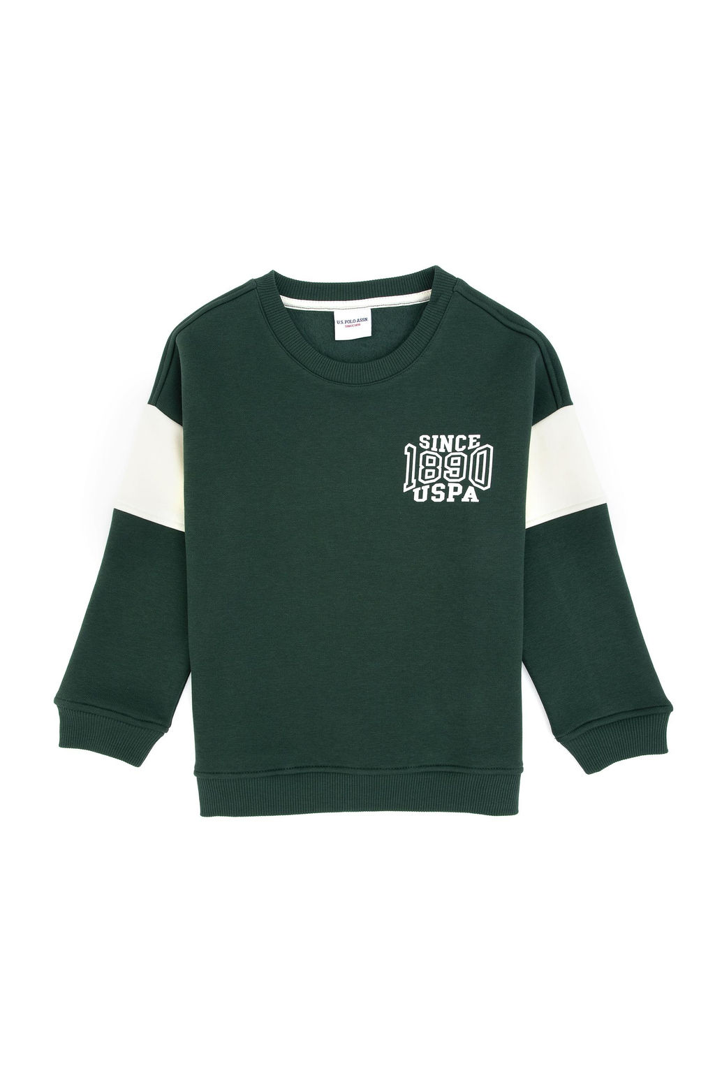 Erkek _ocuk Koyu Ye_il Bisiklet Yaka Sweatshirt