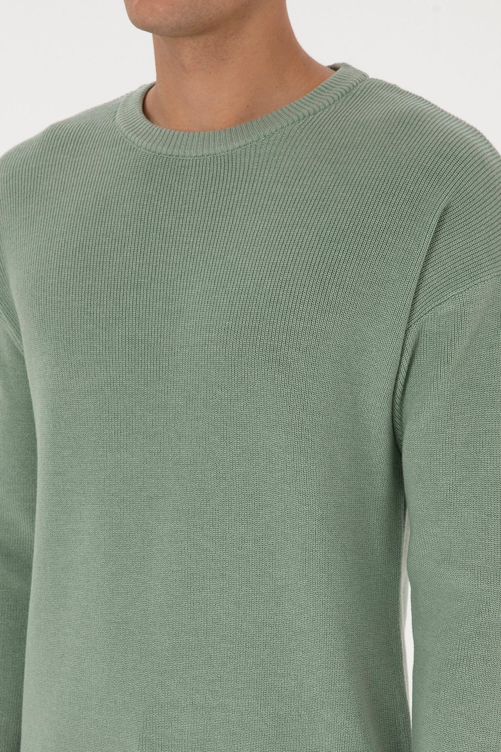 Erkek Comfort Fit Bisiklet Yaka Ye_il Melanj Basic Kazak - U.s. polo assn фото 7