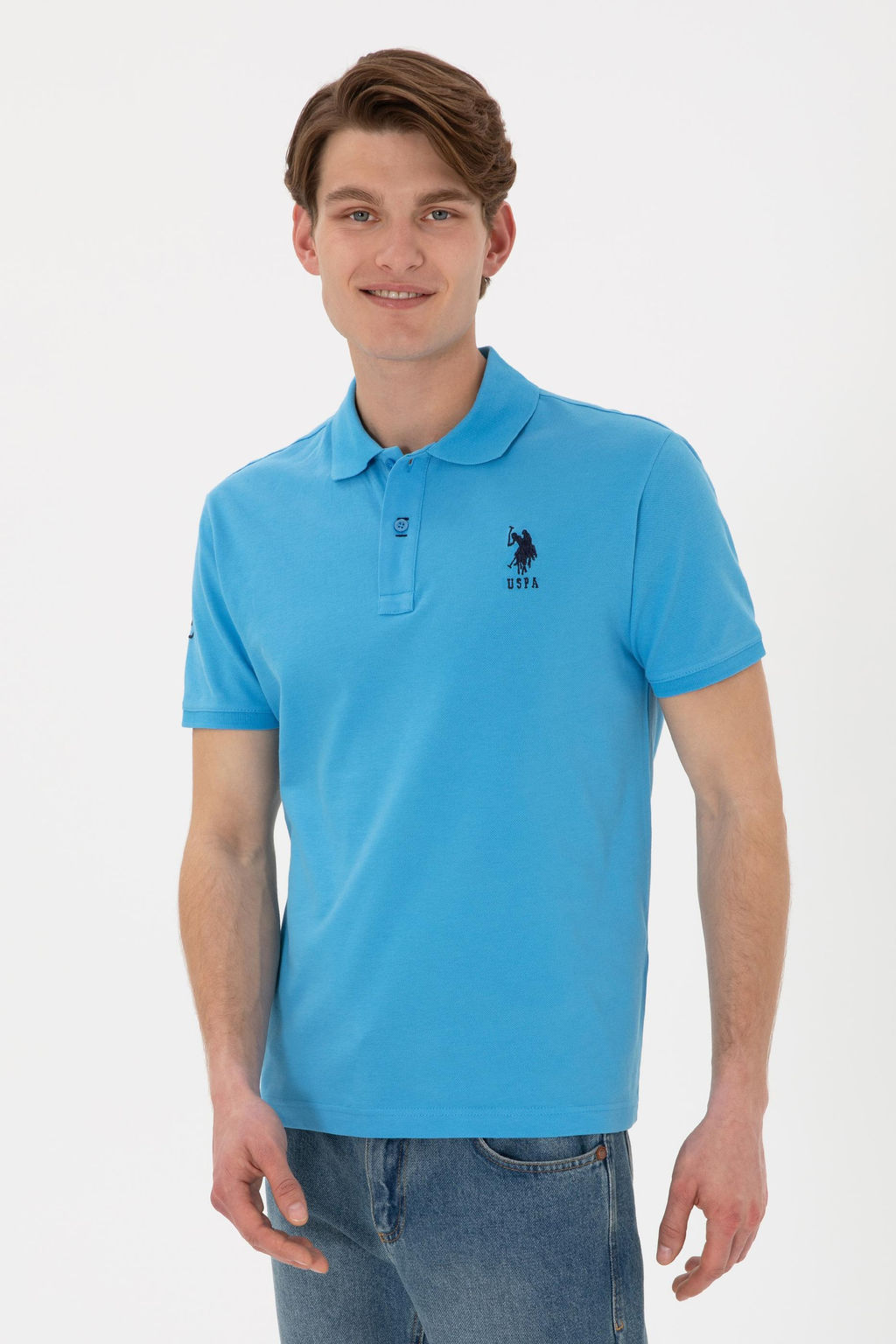 Erkek Slim Fit Polo Yaka Turkuaz Basic Ti__rt Sepette S_rpriz _ndirim - U.s. polo assn фото 2