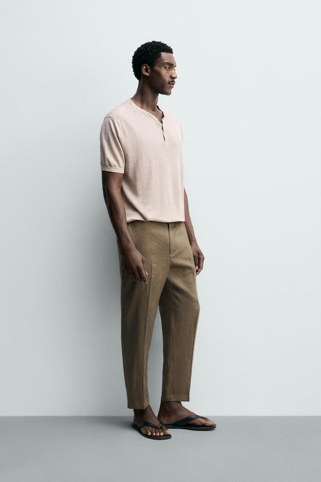 PANTAL?N RELAXED FIT 100% LINO / Marr?n / Topo - Zara фото 4