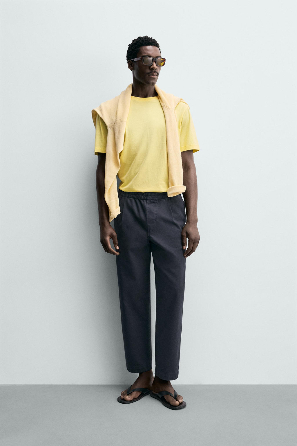 PANTAL?N RELAXED FIT ALGOD?N / Gris / Azul
