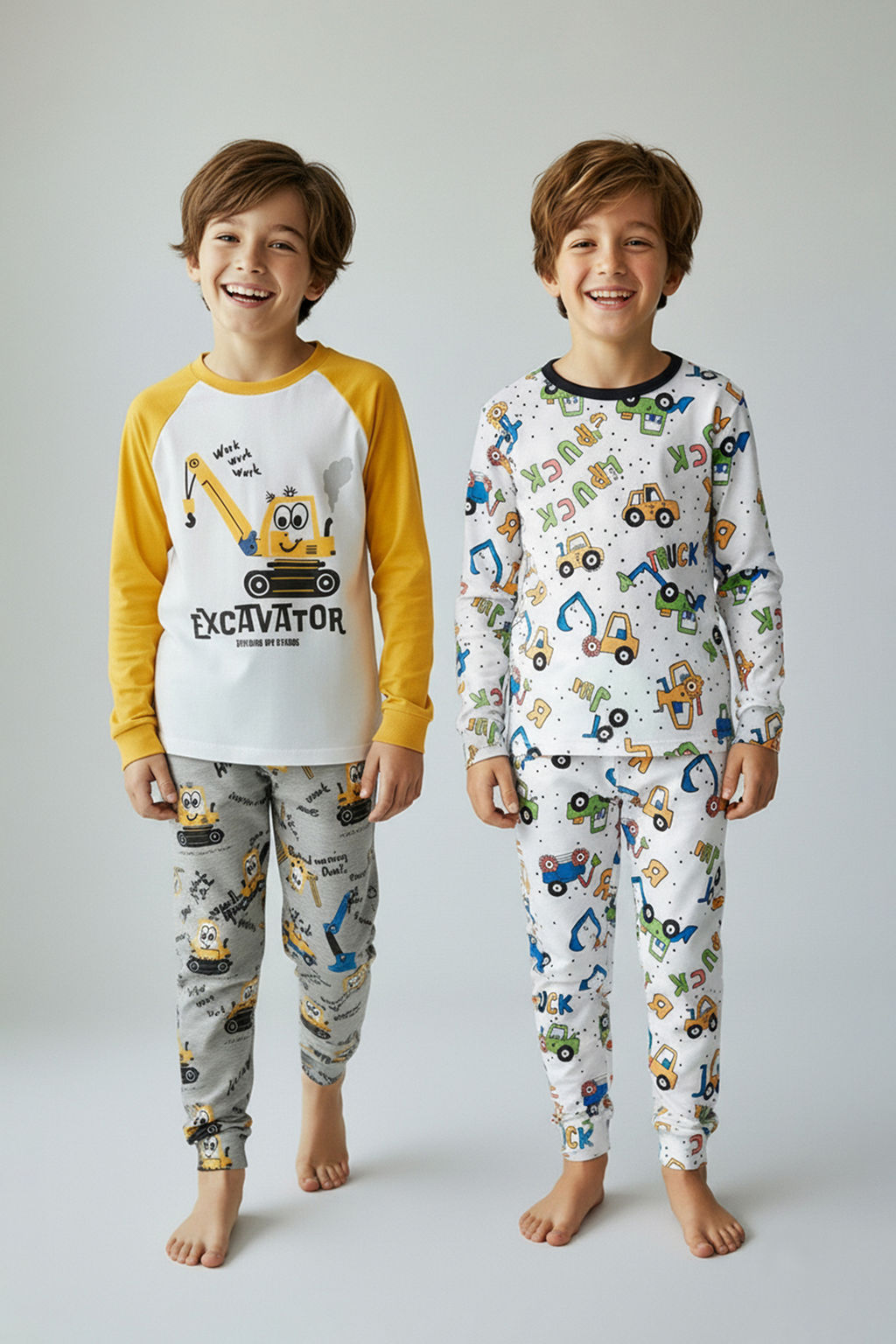 Ekru-Sar? Bask?l? Orme Erkek Cocuk Pijama Tak?m? TKDAW26PT00010 - Trendyolmilla фото 2