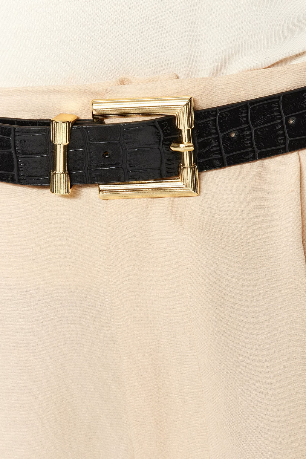 Siyah-Kahverengi 2li Paket Croco ve Duz Deri Gorunumlu Kad?n Kemer TWOAW24KE00028