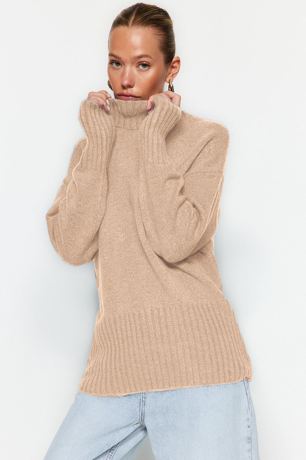 Vizon Genis Kal?p Yumusak Dokulu Basic Triko Kazak TWOAW23KZ00490