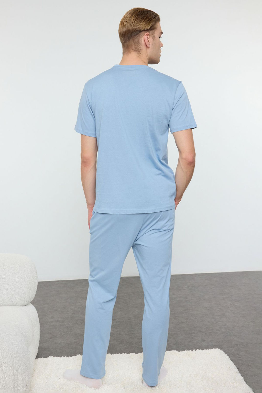 TRENDYOL MAN Yesil Regular Fit Bisiklet Yaka Bask?l? Orme %100 Pamuk Pijama Tak?m? TMNAW25PT00003 - Trendyolmilla фото 4