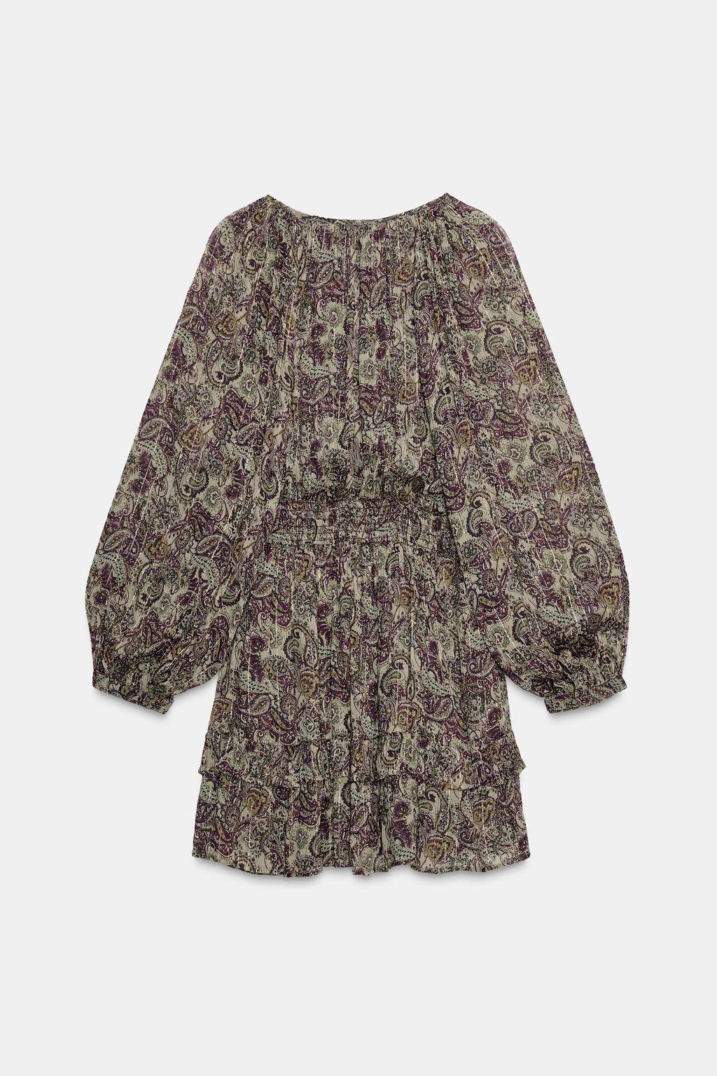 METALLIC THREAD PRINTED MINI DRESS