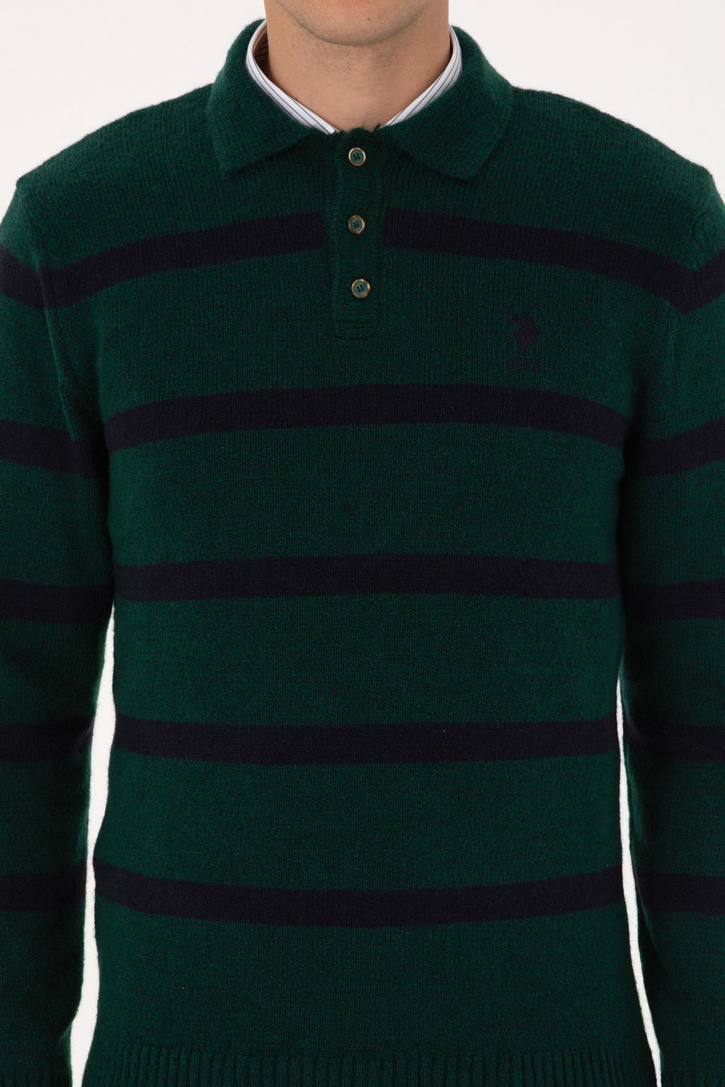 Erkek Regular Fit Polo Yaka Koyu Ye_il Kazak - U.s. polo assn фото 6