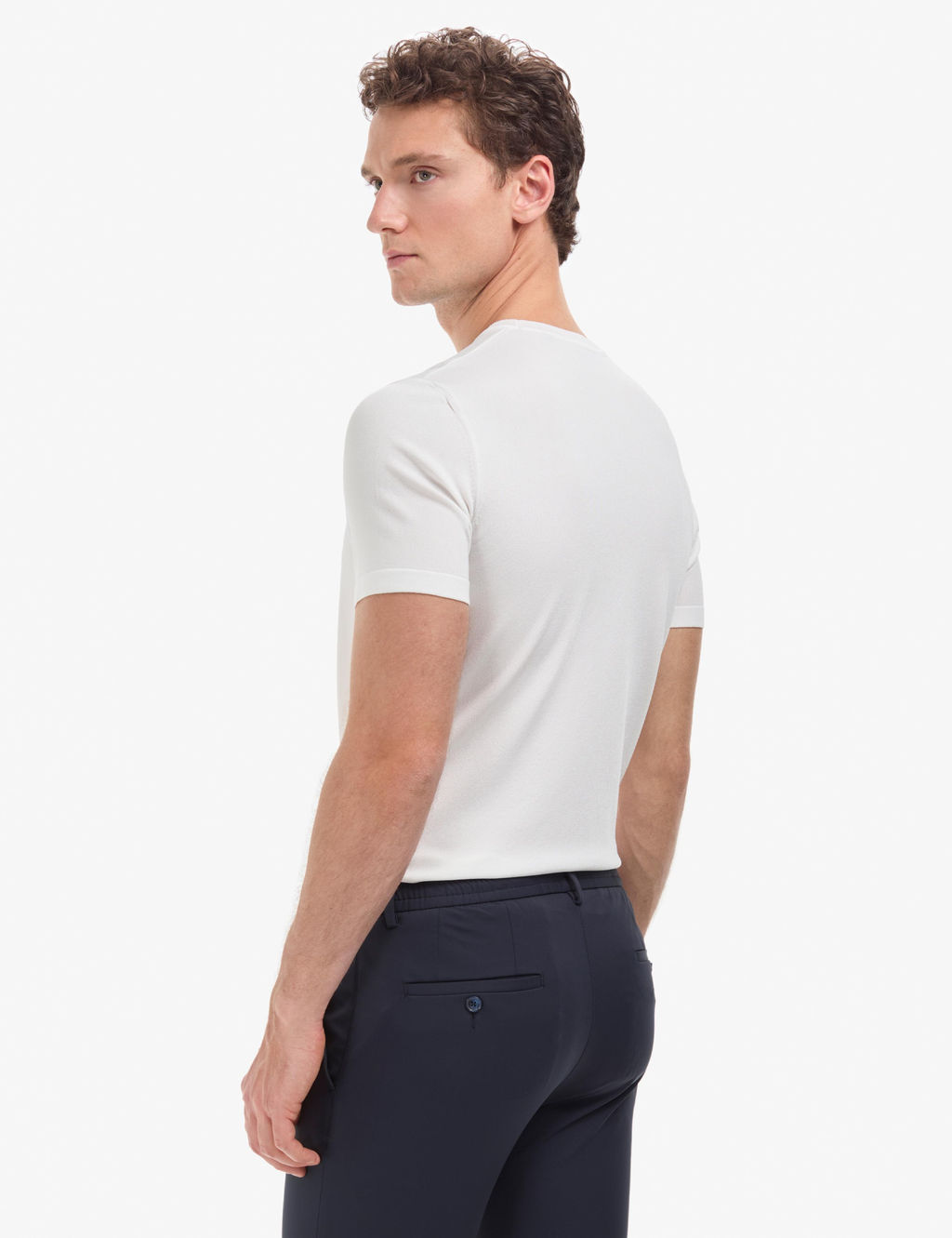 Ekru Slim Fit Bisiklet Yaka Triko Ti__rt