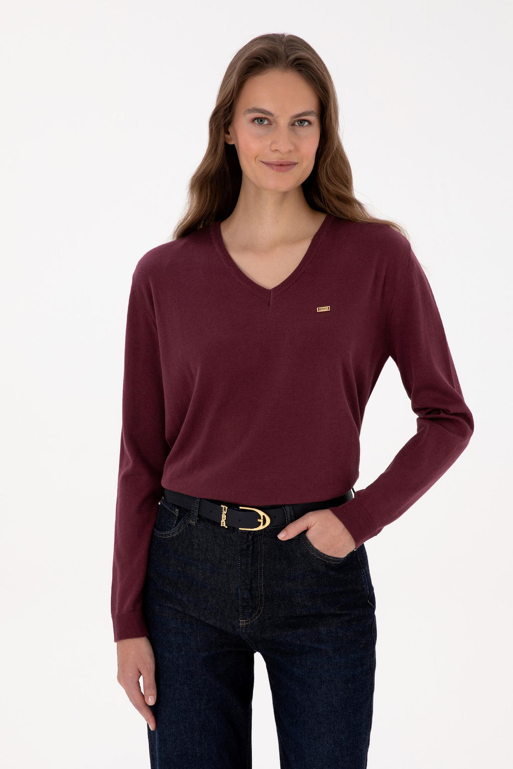 Kad_n Bordo V Yaka Basic Kaza - U.s. polo assn фото 3