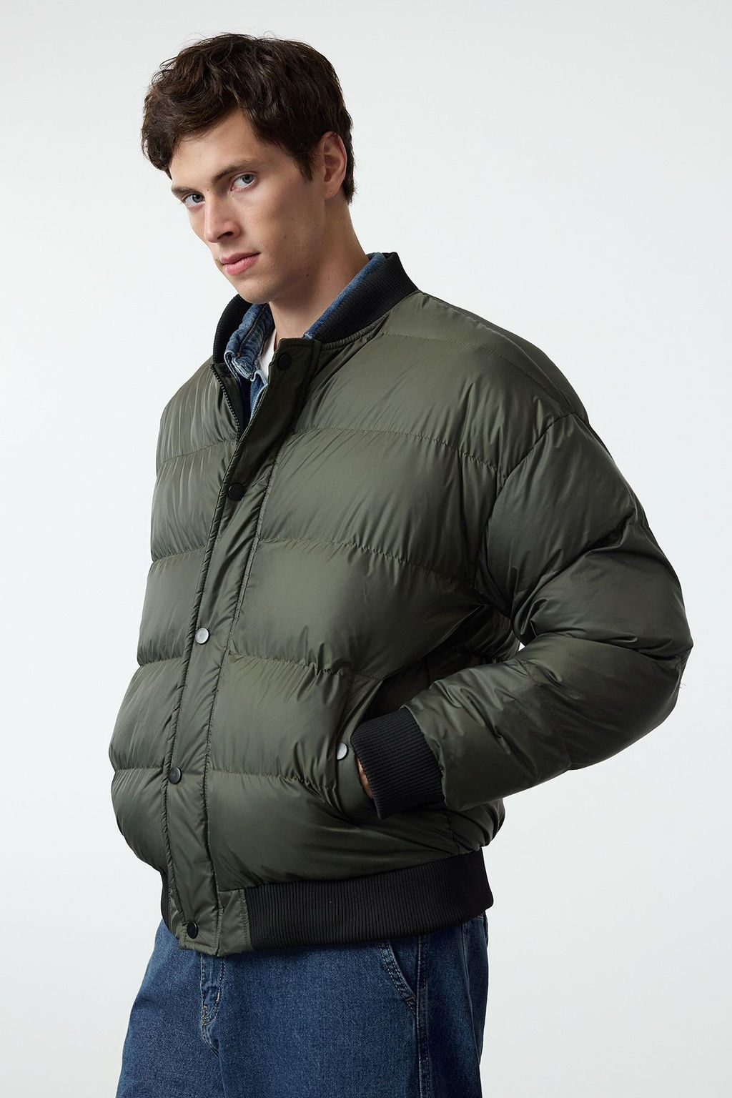 TRENDYOL MAN Haki Regular Fit Lastik Detayl? K?sl?k Mont TMNAW25MO00016 - Trendyolmilla фото 2