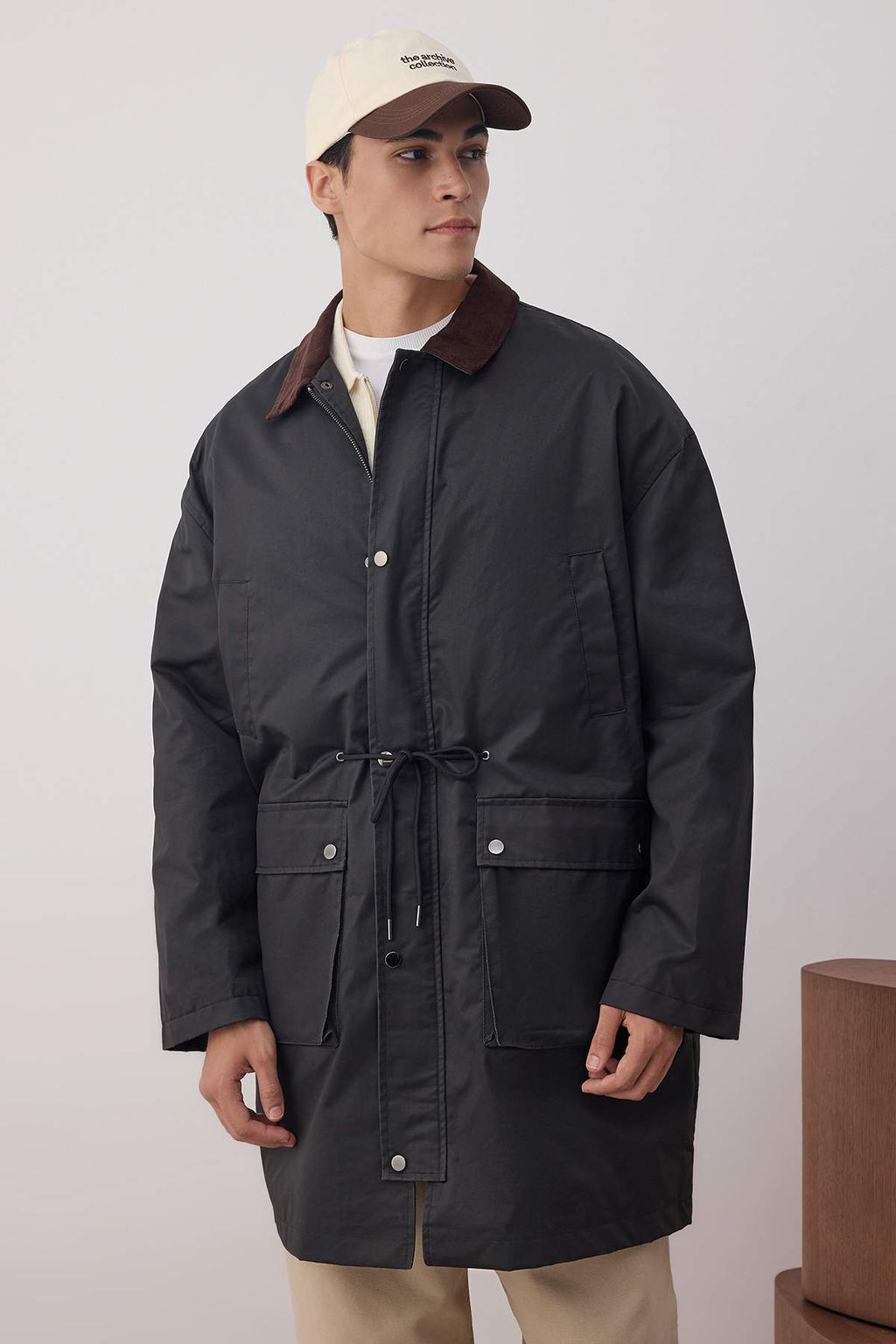 Siyah Fitted Uzun Kadife Yaka Mevsimlik S?k Erkek Mont TMNAW26MO00009 - Trendyolmilla фото 2