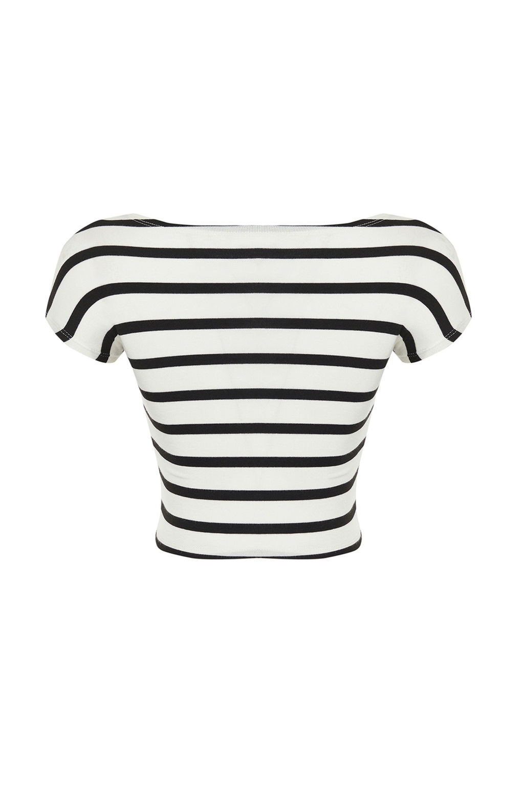 Trendyolmilla Siyah Bisiklet Yaka Ay Kol Fitted/Vucuda Oturan Crop Orme Bluz TWOSS24BZ00446  фото 8