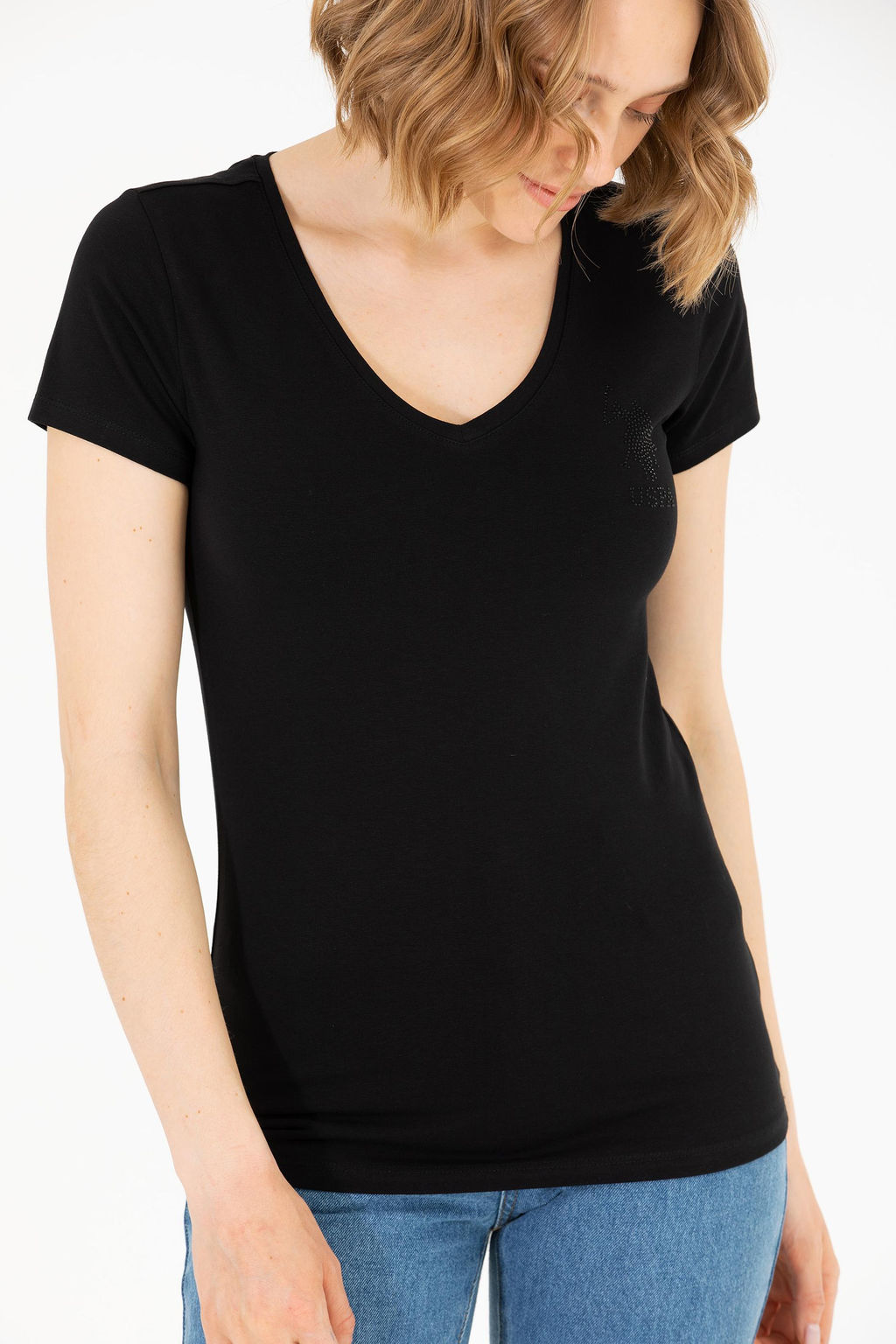Женская черная футболка Basic - U.s. polo assn фото 6