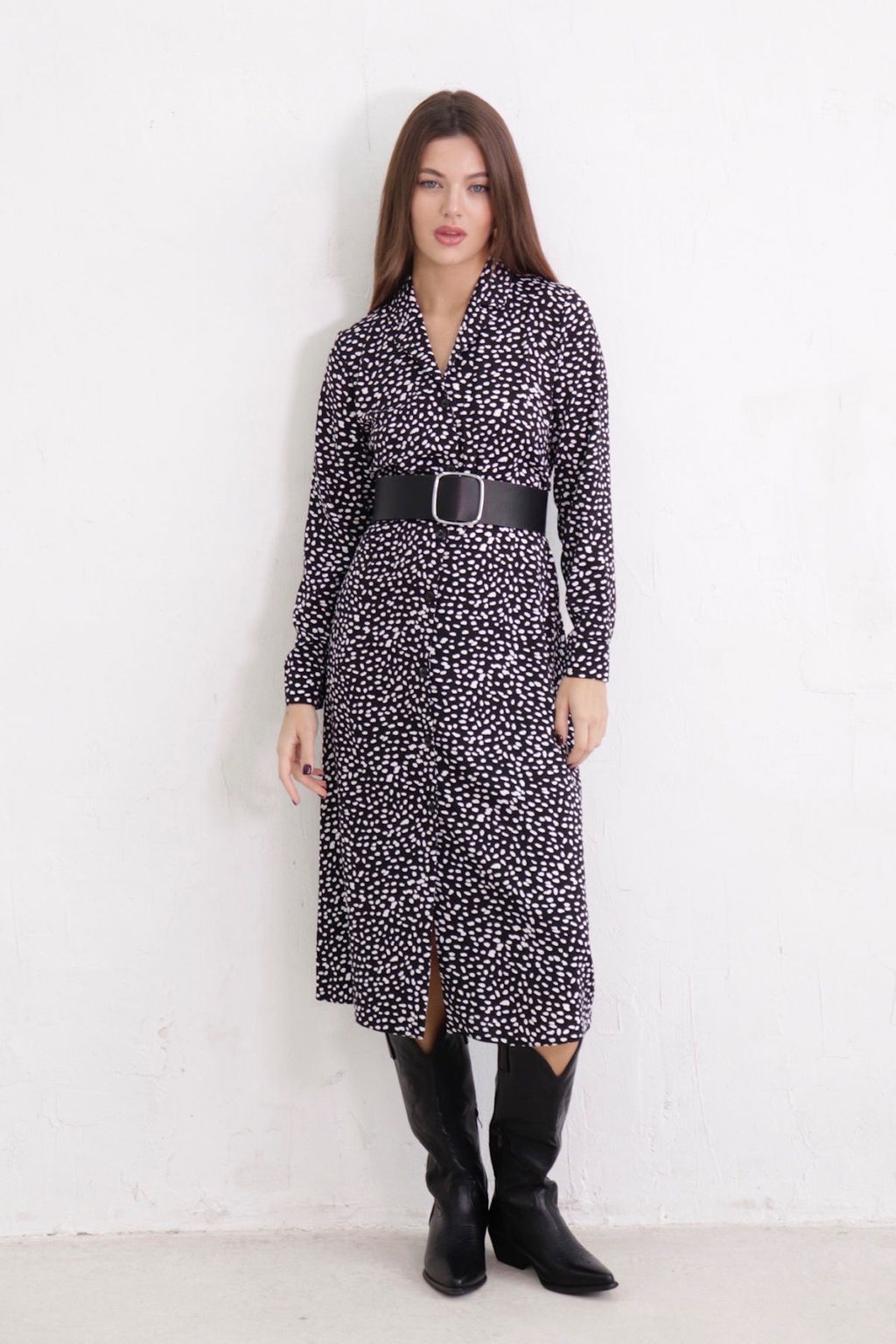 Платье-рубашка с английским воротником принт - Martichelli фото 81