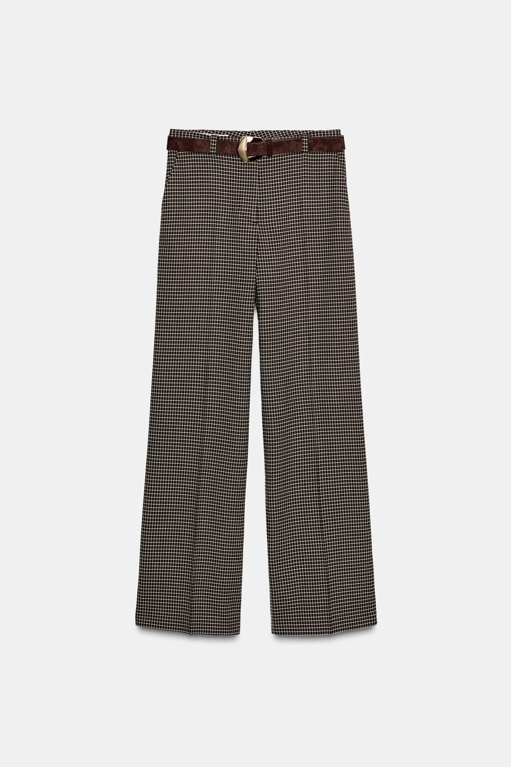 STRAIGHT CHECK TROUSERS WITH BELT - Zara фото 13