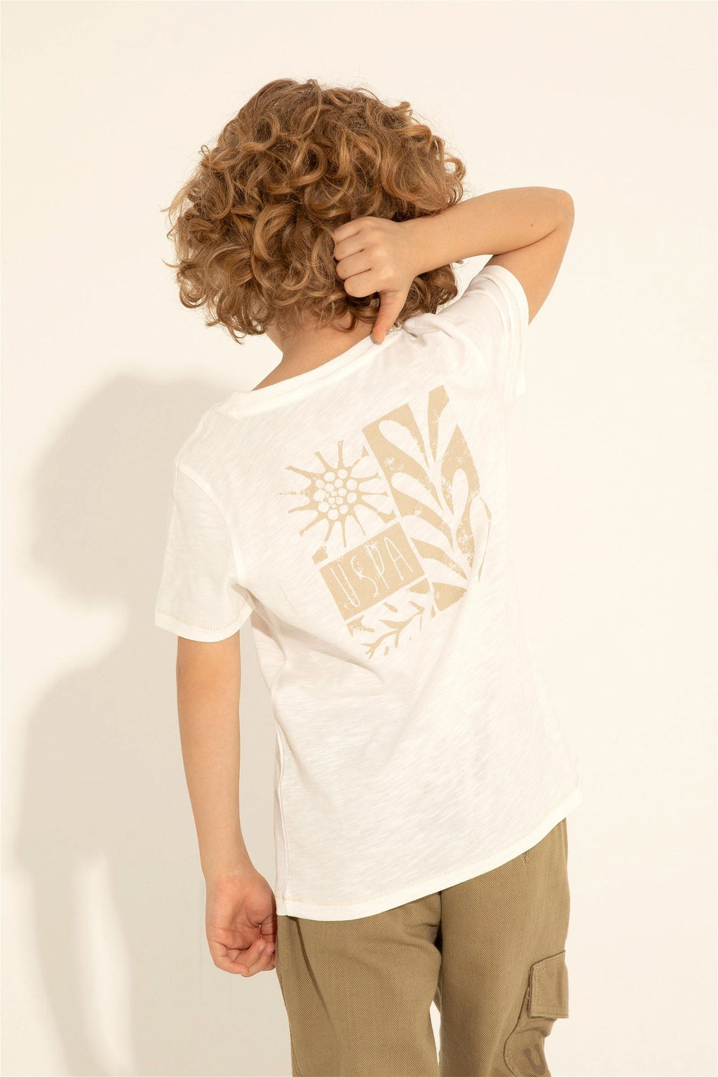 Футболка цвета экрю для мальчика - U.s. polo assn фото 7