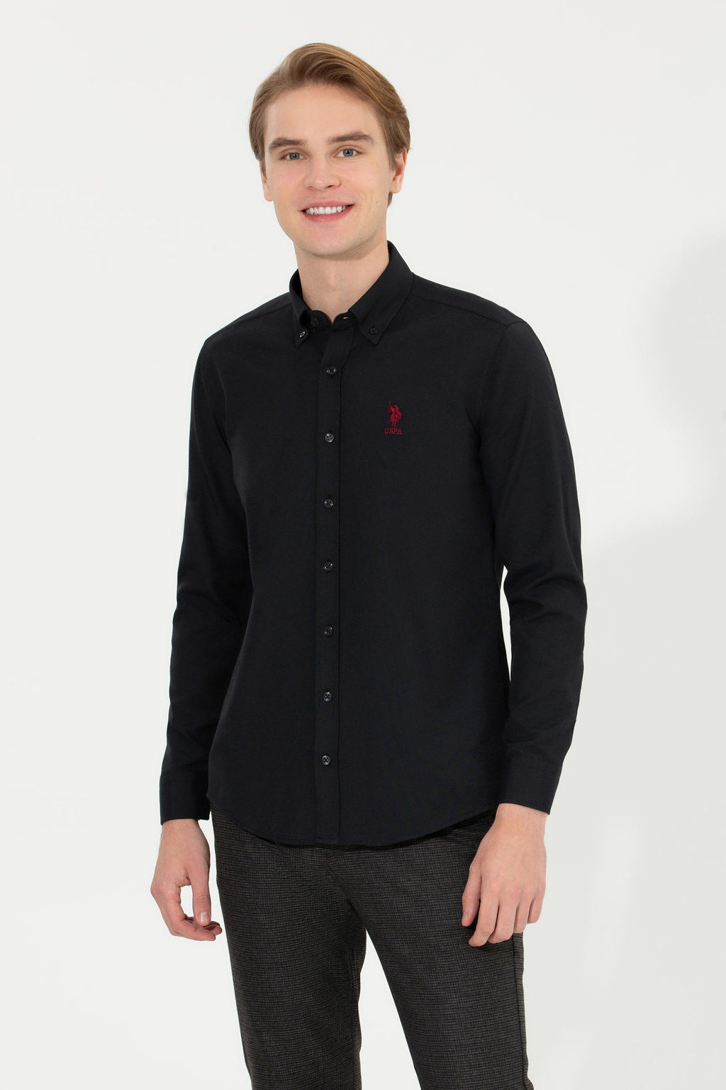U. S. Polo Assn / Рубашка мужская черная Uzunkol Basic - U.s. polo assn фото 3