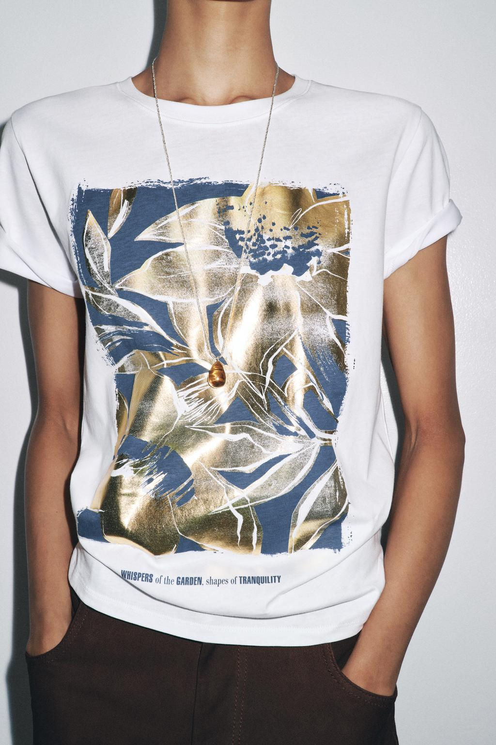 T-SHIRT WITH METALLIC PRINT - Zara фото 2