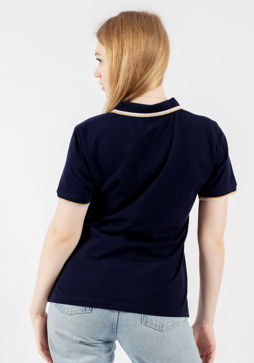 Футболка поло женская 2516 темный синий