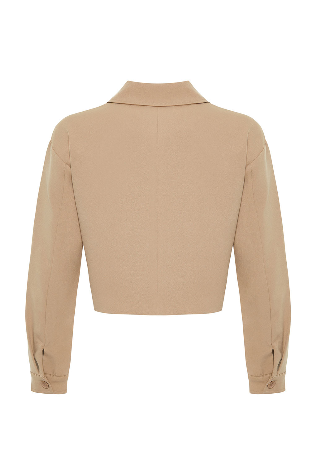 Koyu Kahverengi Cep Detayl? Fermuarl? Crop Dokuma Ceket TWOSS24CE00031 - Trendyolmilla фото 12