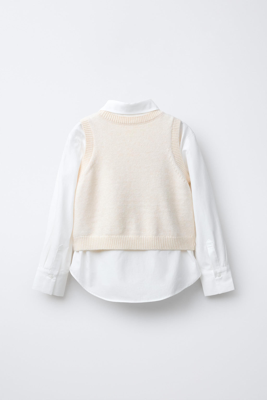 POPLIN SHIRT WITH KNIT WAISTCOAT AND VELVET BOWS - Zara фото 2